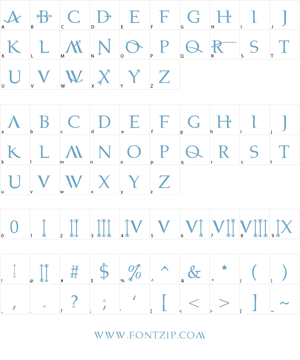 bownARrOW Font Character
